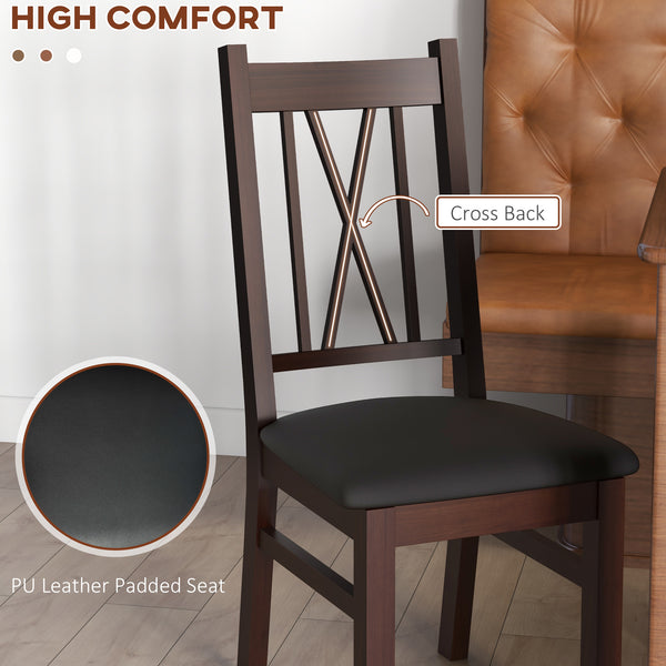 Set of 2 pine dining chairs with PU leather cushions