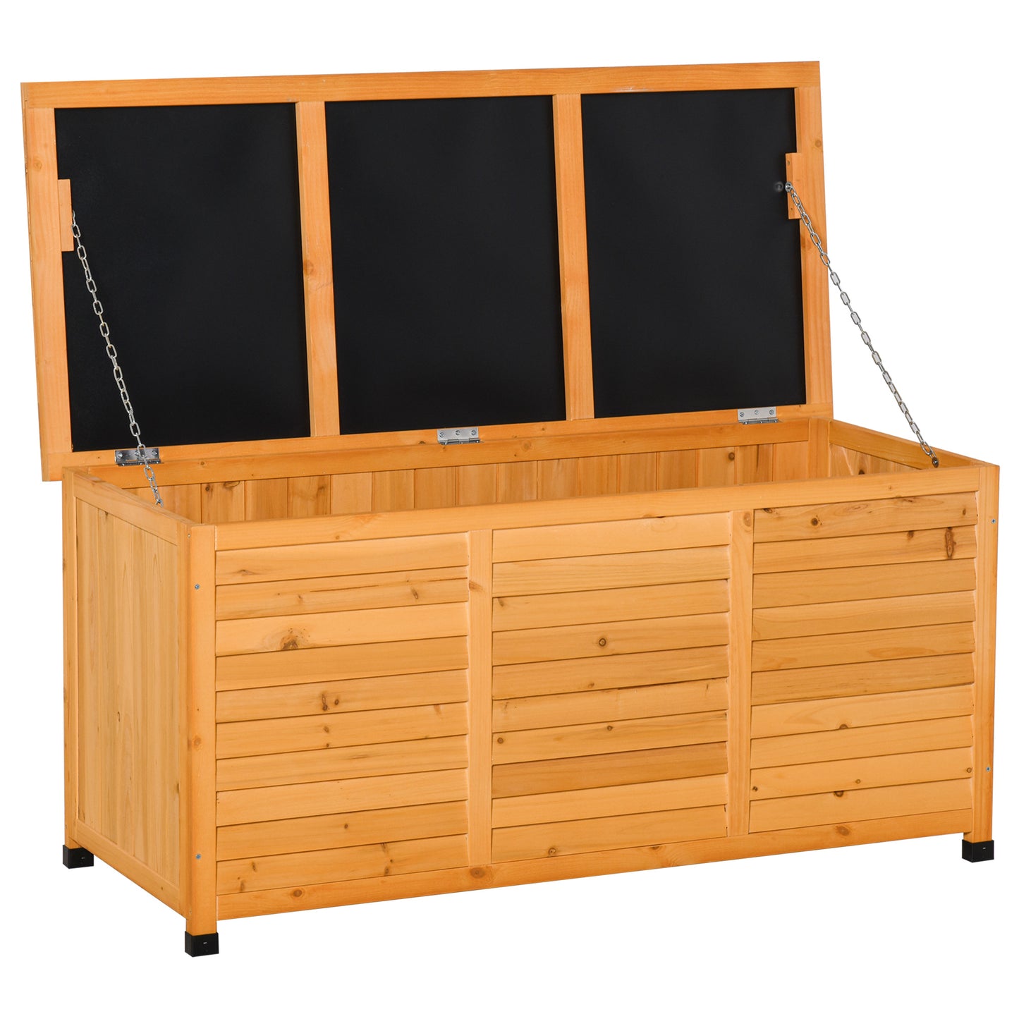 Coffre de rangement en bois de 75 gallons avec fente d'aération et finition résistante aux intempéries, jaune