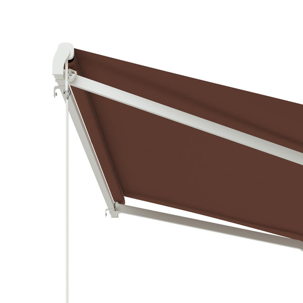 10' x 8' Electric Awning, Retractable Awning Sun Shade Shelter with Remote Controller, Manual Crank Handle and Aluminum Frame, for Deck, Balcony, Yard, Coffee