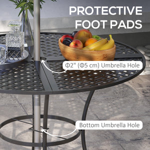 Table de salle à manger ronde d'extérieur avec trou pour parasol