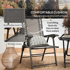 Outdoor folding metal table and chairs set with cup holders