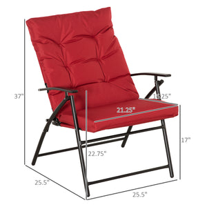 Ensemble de 2 chaises pliantes d'extérieur avec dossier réglable, rouge