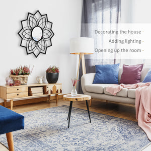 Modern flower wall mirror, black