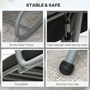 3-Seat Outdoor Patio Swing Canopy Chair, Converting Flat Bed with Adjustable Shade, Cushions, Cup Holder, Dark Grey
