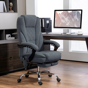 Massaging office chair with adjustable height and footrest, dark grey