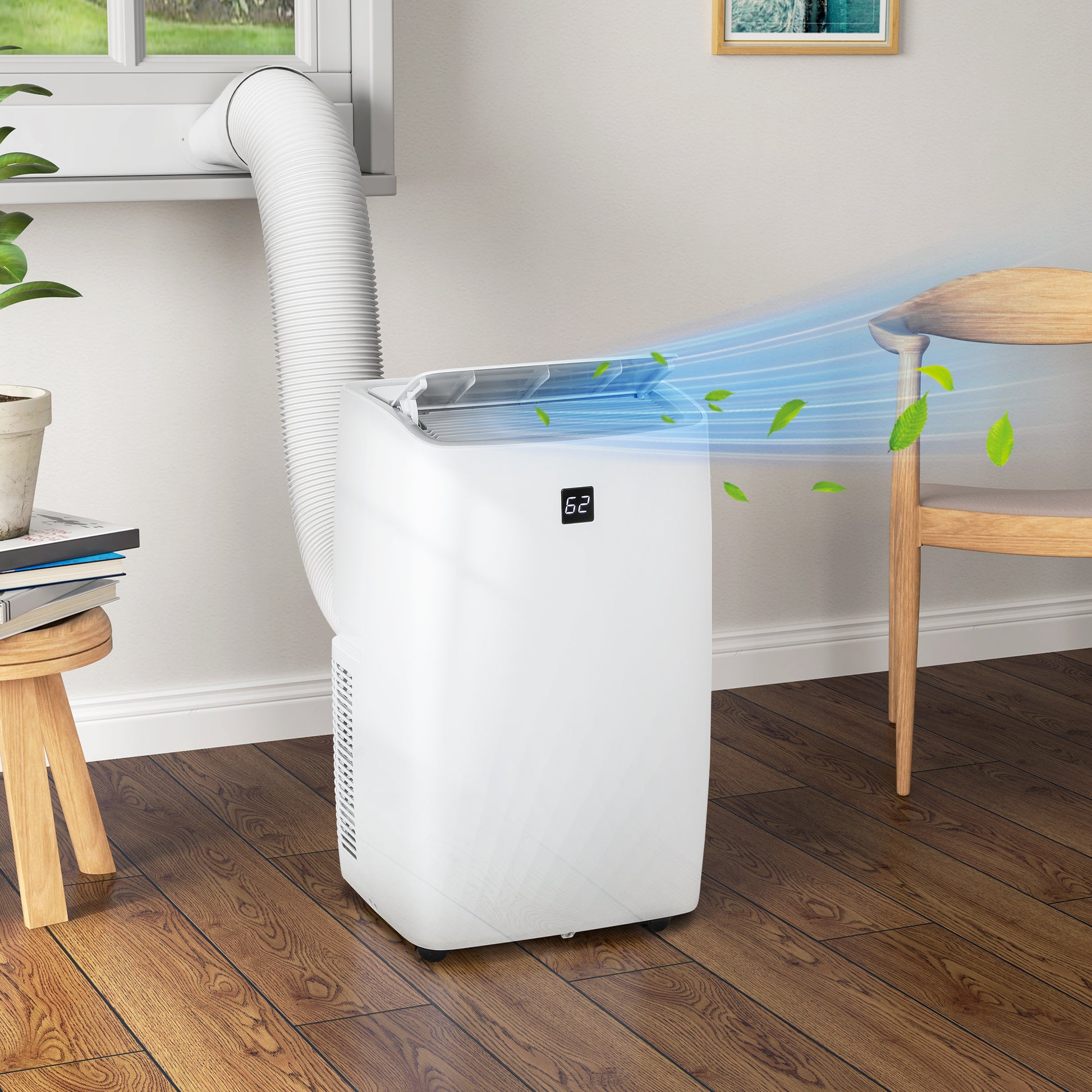 Climatiseur mobile compact 12 000 BTU avec fonction de ventilation et déshumidification pour pièce moyenne
