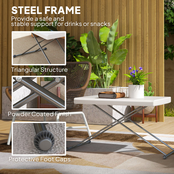 Table pliante d'extérieur réglable en 3 niveaux, blanche