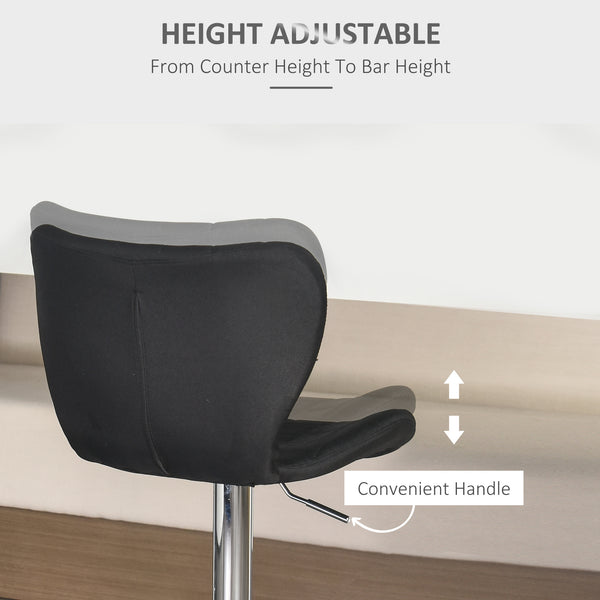 Lot de 2 tabourets de bar pivotants à hauteur réglable avec repose-pieds, noir