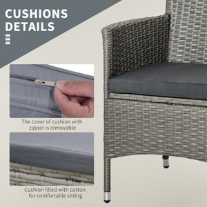 3-piece garden furniture set in woven resin, grey
