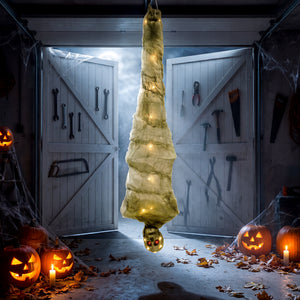 Momie suspendue animée d’Halloween de 6 pi avec 24 lumières DEL, sons et mouvements
