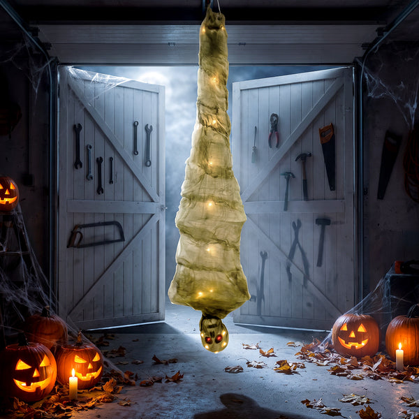 Momie suspendue animée d’Halloween de 6 pi avec 24 lumières DEL, sons et mouvements