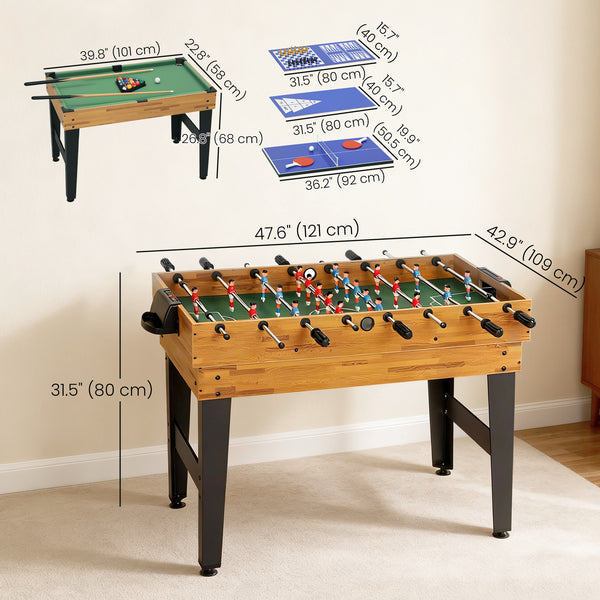 13-in-1 Combination Games Table with Foosball, Billiards, Hockey and More for Children and Adults, Light Walnut