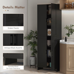 Armoire de cuisine 4 portes avec étagères réglables, noir