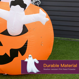 Lanterne gonflable d'Halloween de 1,8 m de haut avec fantômes, lanterne, citrouille et lumières LED