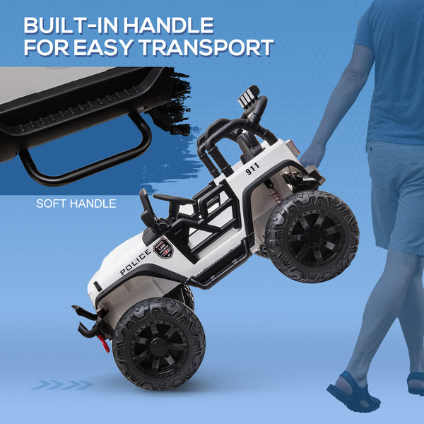 Voiture de police électrique JEEP 12 V avec télécommande parentale, blanc
