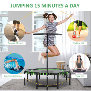 Mini trampoline 48 pouces, pliable, avec barre de maintien réglable, vert