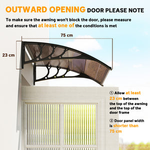 Auvent de porte et de fenêtre de 3,9 x 2,5 pieds, marron