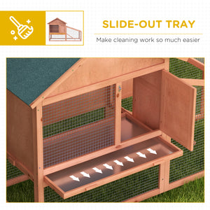 Outdoor 2-Tier Rabbit Hutch with Removable Tray, Ramp, and Asphalt Roof