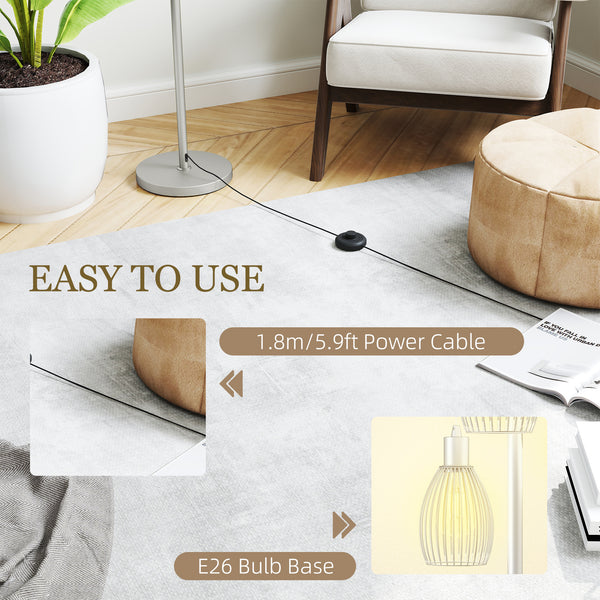 Lampadaire industriel avec 3 abat-jour suspendus, argent