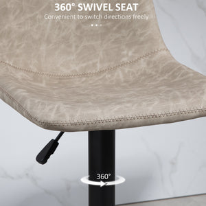 Set of 2 beige vintage leather bar stools