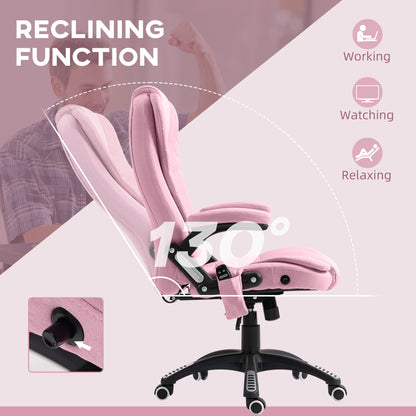 Office Chair with 6 Vibrating Massage Points, High Back, Reclining, Swivel Casters, Pink