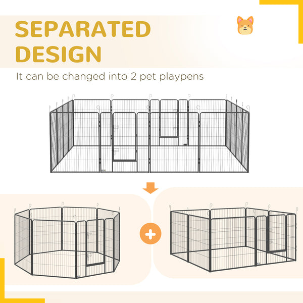 Heavy Duty 16-Panel Dog Park, Grey