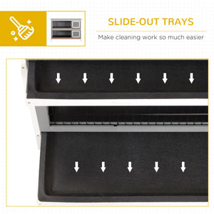 Clapier en bois à 2 niveaux pour lapins, gris