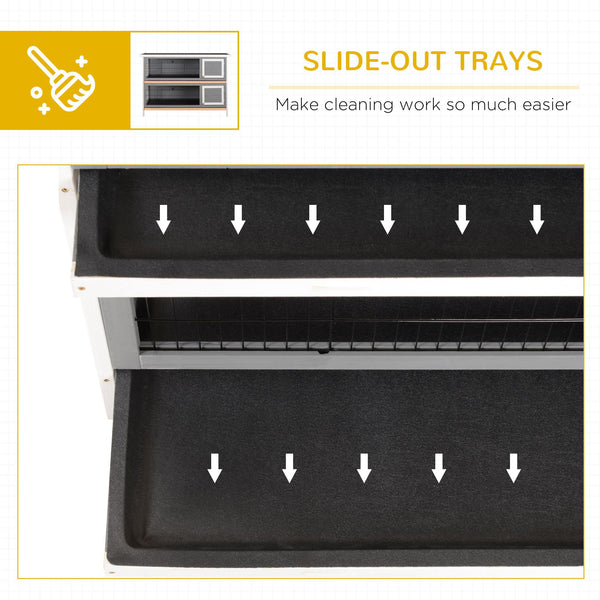Clapier en bois à 2 niveaux pour lapins, gris