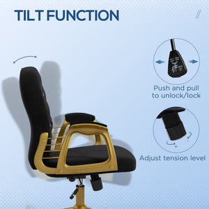 Black and gold tufted velvet office chair