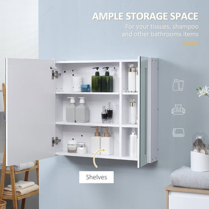 Armoire à pharmacie avec miroir et éclairage, blanc