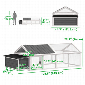 Coop with nesting box, wooden roof and side door for 4 to 8 chickens