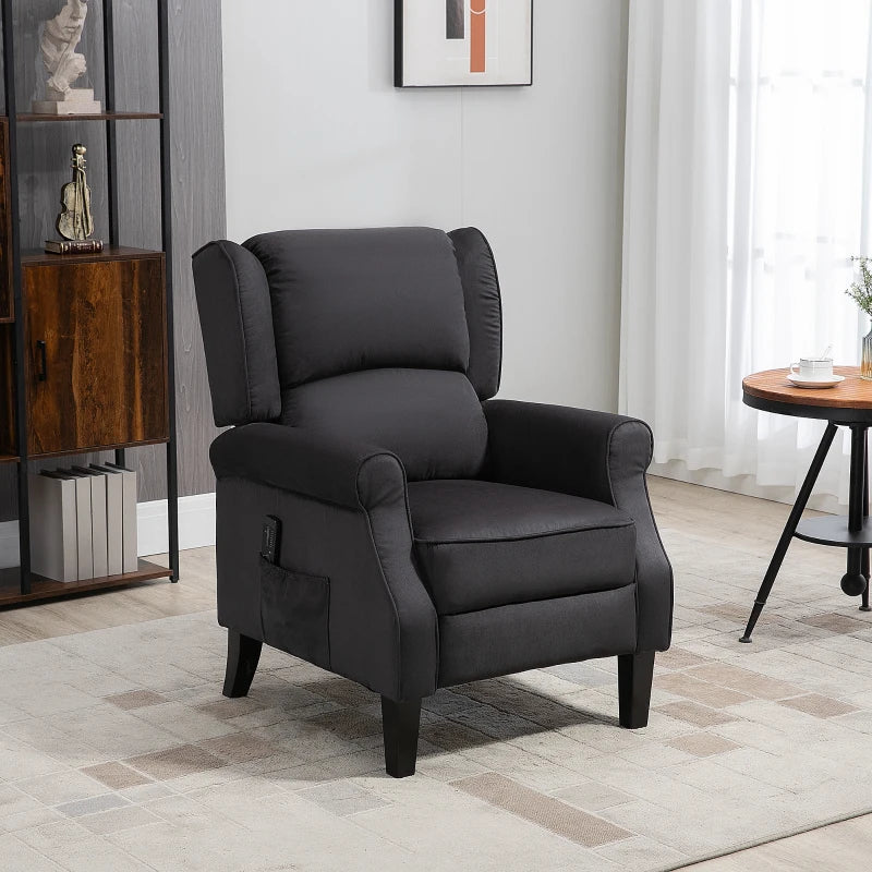 Fauteuil massant inclinable à dossier relevable, noir