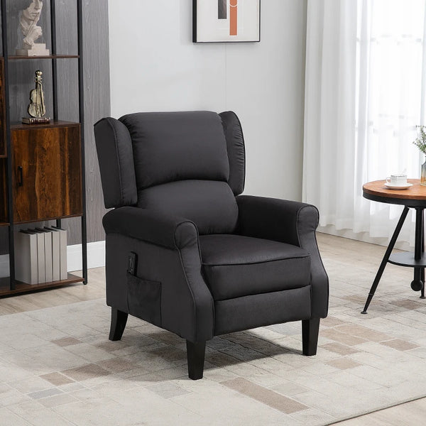 Fauteuil massant inclinable à dossier relevable, noir