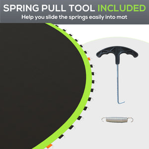Soozier Trampoline Mat Replacement with Spring Pull Tool and 72 V-Hooks, Fits 12ft Trampoline, Using 5.5" Springs, Green