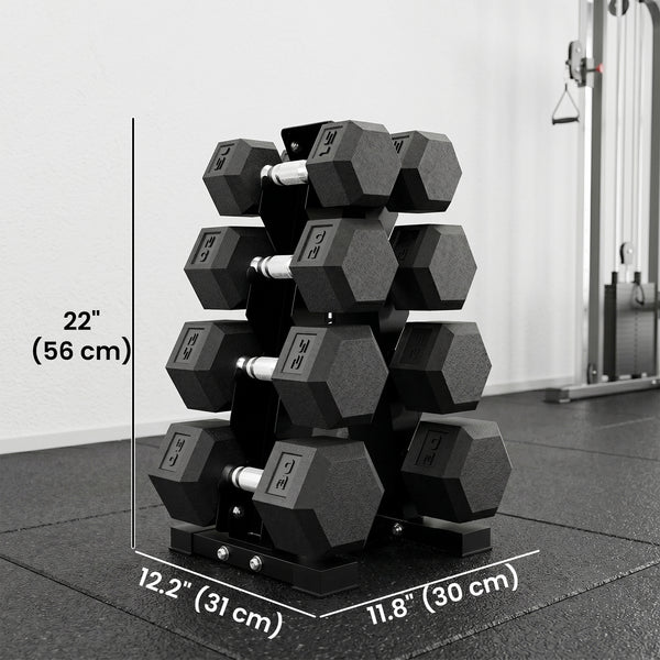 Ensemble de 8 haltères hexagonaux de 15 à 30 lb avec support de rangement vertical