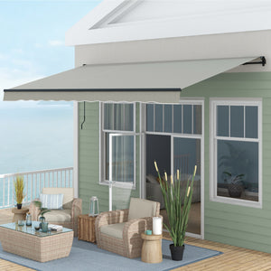 15' x 10' Retractable Awning, 280gsm UV Resistant Sunshade Shelter, for Deck, Balcony, Yard, Light Grey