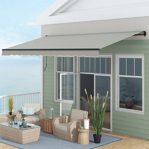 15' x 10' Retractable Awning, 280gsm UV Resistant Sunshade Shelter, for Deck, Balcony, Yard, Light Grey