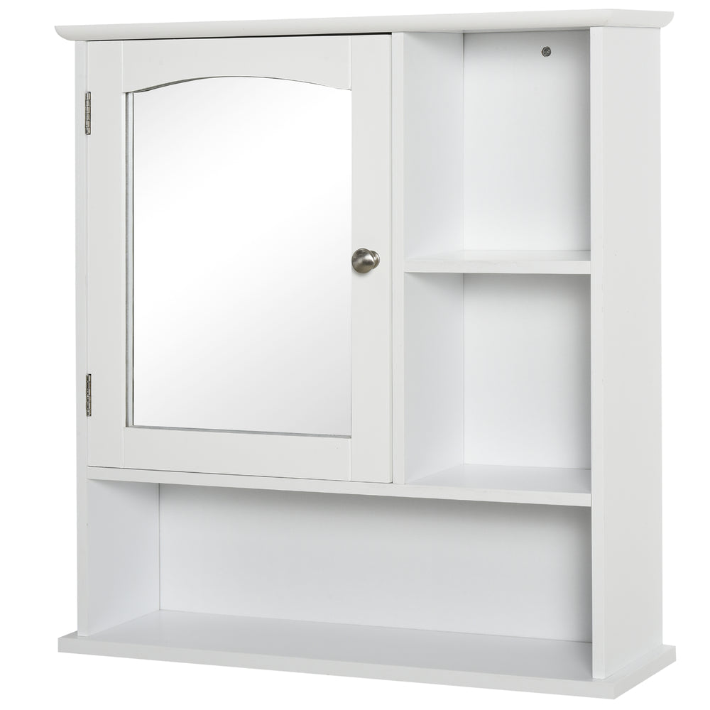 Armoire à pharmacie avec miroir et portes, étagères de rangement, blanche
