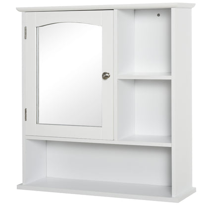 Armoire à pharmacie avec miroir et portes, étagères de rangement, blanche