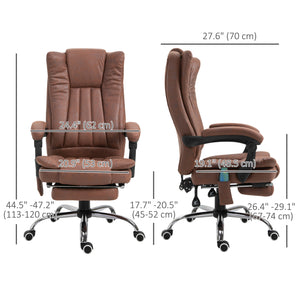 6-point vibrating massage chair, reclining, microfiber upholstery with retractable footrest, brown