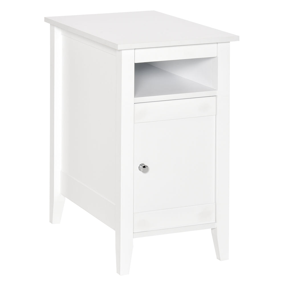 Table de chevet moderne en bois à 3 niveaux avec étagère coulissante, blanc