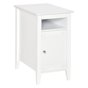 Table de chevet moderne en bois à 3 niveaux avec étagère coulissante, blanc