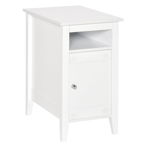 Table de chevet moderne en bois à 3 niveaux avec étagère coulissante, blanc