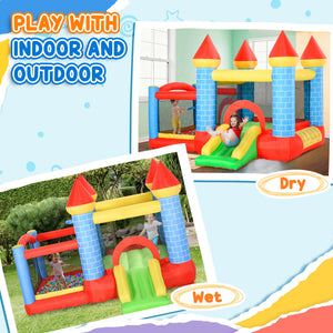 Château gonflable 9,2 x 9,5 pi, 4 en 1 pour enfants avec trampoline, toboggan, piscine, panier et souffleur
