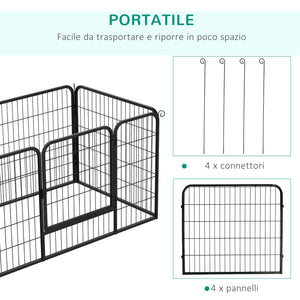 4-Panel Black Metal Dog Playpen