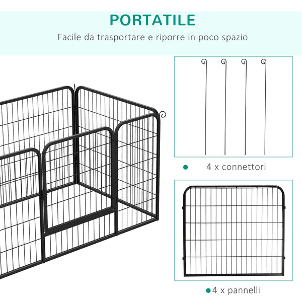 4-Panel Black Metal Dog Playpen