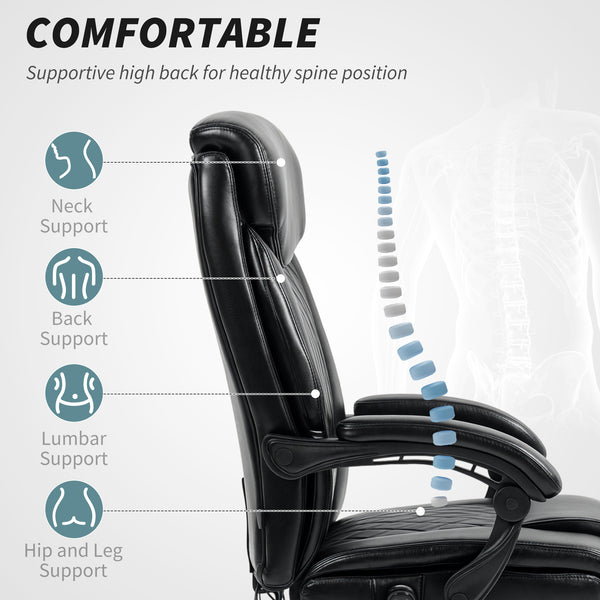 6-point massage office chair with remote control, black