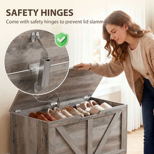 Banc coffre de rangement 100 L avec couvercle à fermeture sécurisée, gris