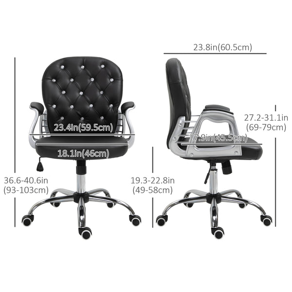 Office chair with padded seat and tufted backrest, black