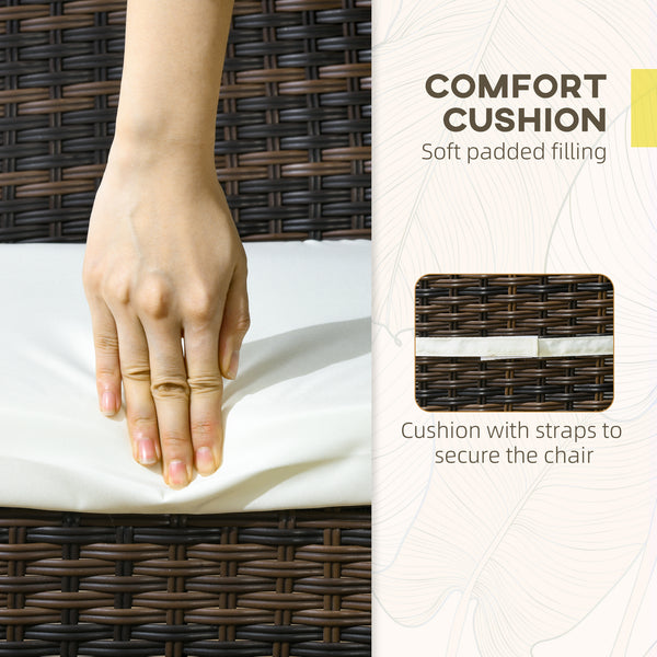 Chaises de salle à manger d'extérieur en rotin synthétique avec coussin, marron